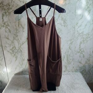 Perfectshe Brown Racer Back Shorts Romper